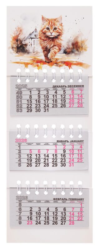 Календарь квартальный 2026г 82*230 "Котейка. аква" на магните