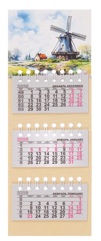 Календарь квартальный 2026г 82*230 "Сельский пейзаж. аква" на магните