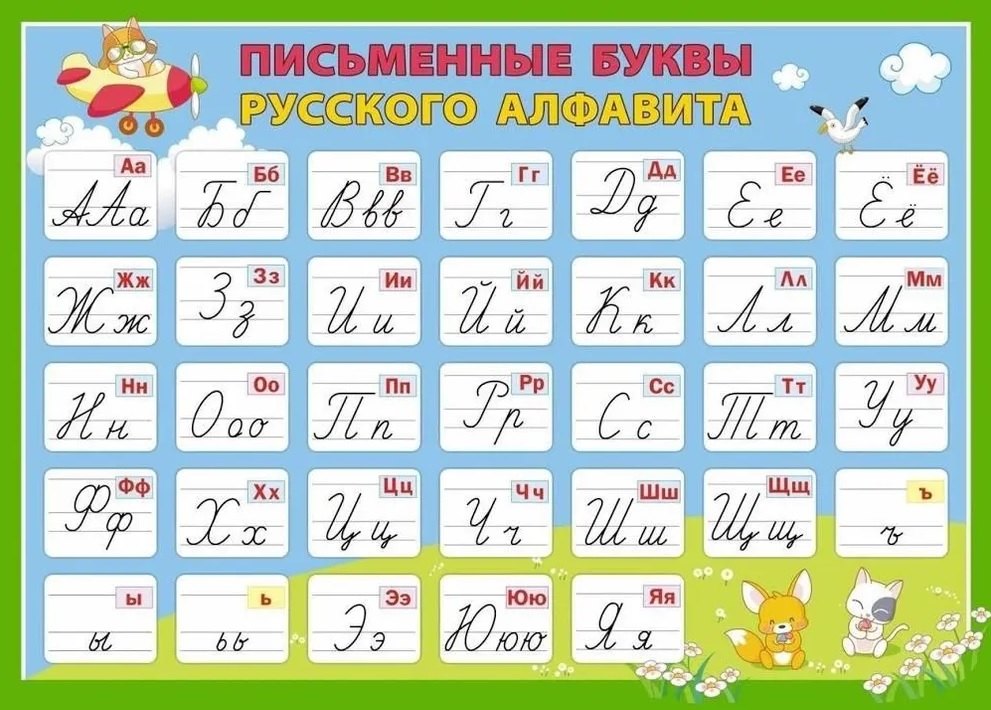 Плакат "Русский алфавит. Письменные буквы" (Формат А2)