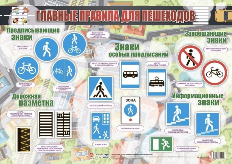Тематический плакат "Главные правила для пешеходов"