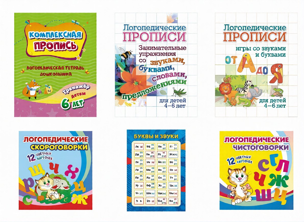 Логопедическая копилка (для развития правильной речи детей): 6 в 1. Состав комплекта: - Логопедическая тетрадь дошкольника 1 шт., - Логопедические прописи 2 шт., - Учебный плакат 1 шт., - Тематические карточки 2 уп.