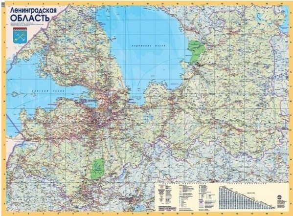 Карта настенная "Ленинградская область"