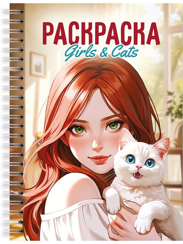 Раскраска. Девушки. Girls & Cats