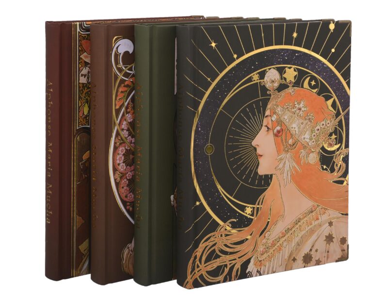 Книга для записей 265*190 82л нелин. "А. Муха" тверд.обл., цв.срез, ассорти