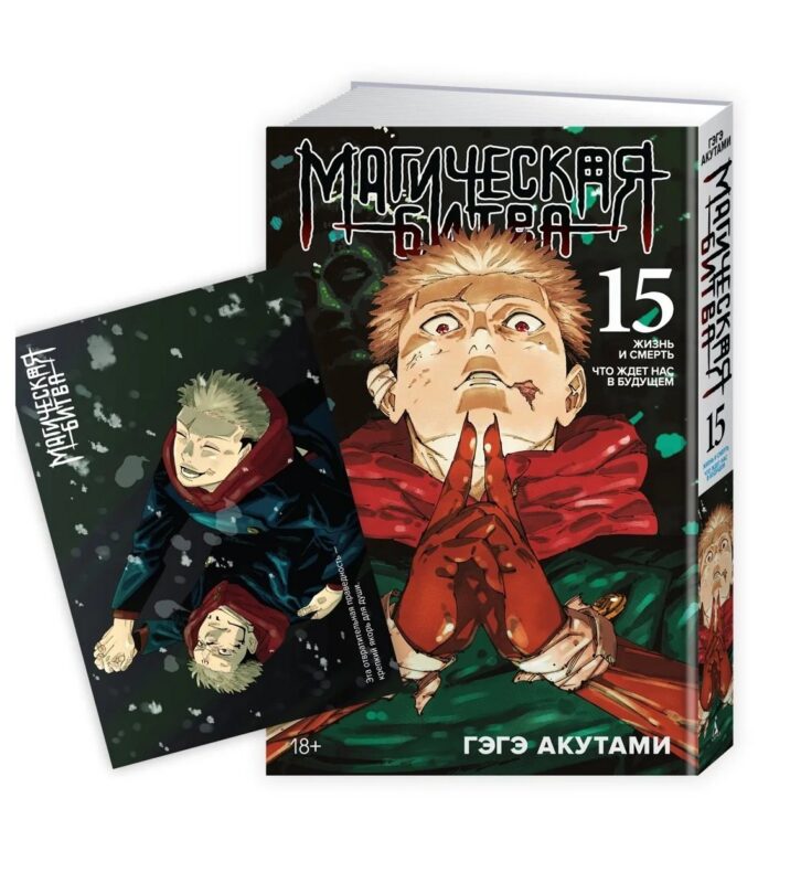 Магическая битва. Книга 15 (Том 29, 30) - Жизнь и смерть. Что ждет нас в будущем (Jujutsu Kaisen). Манга + открытка "Итадори и Сукуна"