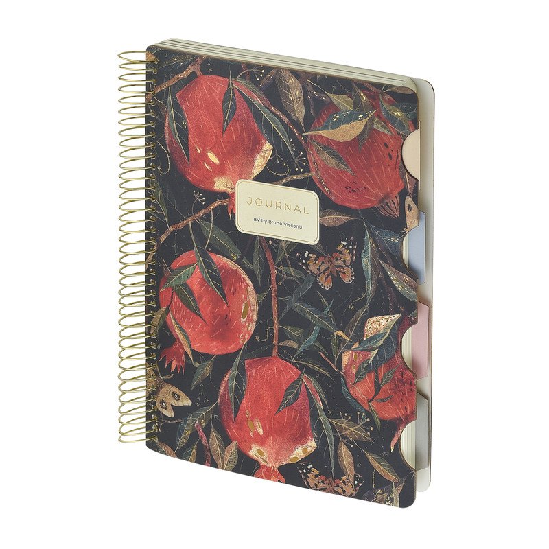 Книга для записей В5 120л лин. "FLORA.Гранат" с разделителями, спираль, Bruno Visconti