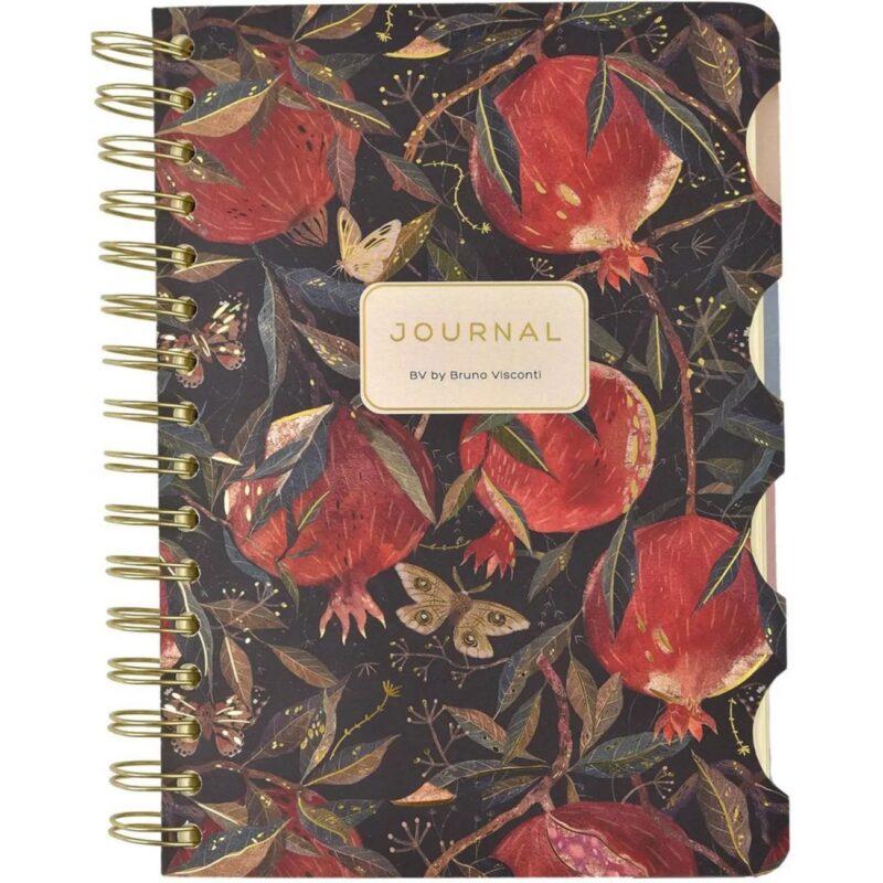 Книга для записей А5 120л лин. "FLORA.Гранат" с разделителями, спираль, Bruno Visconti