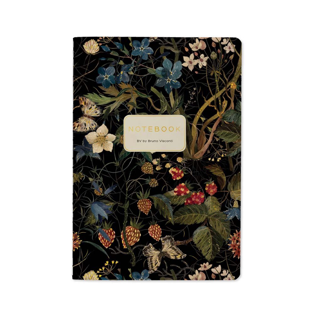 Тетрадь 40л кл. "FLORA.ЛЕСНЫЕ ЯГОДЫ" мат.лам.soft-touch, фольга, сшивка, Bruno Visconti