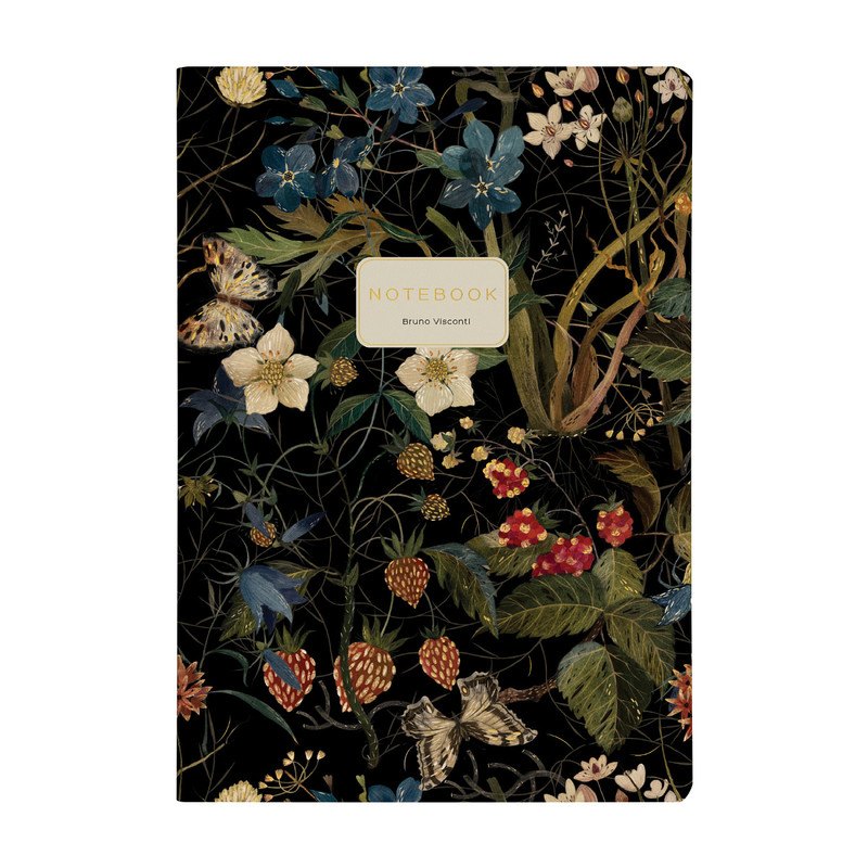 Записная книжка А6 32л лин. "FLORA.ЛЕСНЫЕ ЯГОДЫ" мат.лам.soft-touch, фольга, скрепка, Bruno Visconti