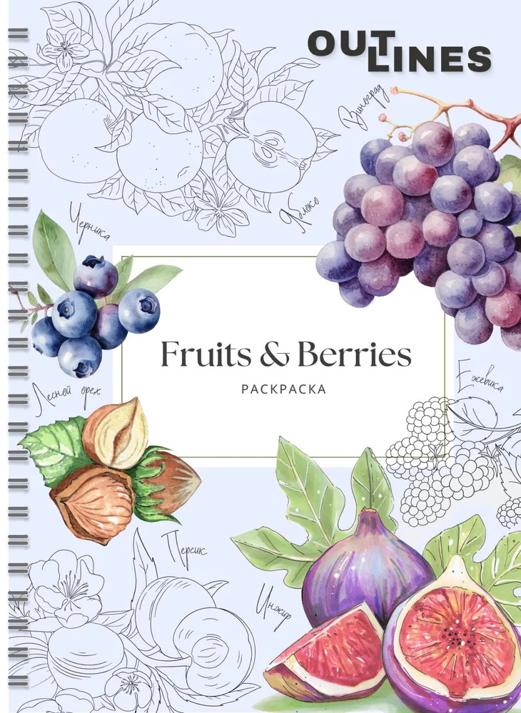 OUTLINES. Раскраска «FRUITES & BERRIES»