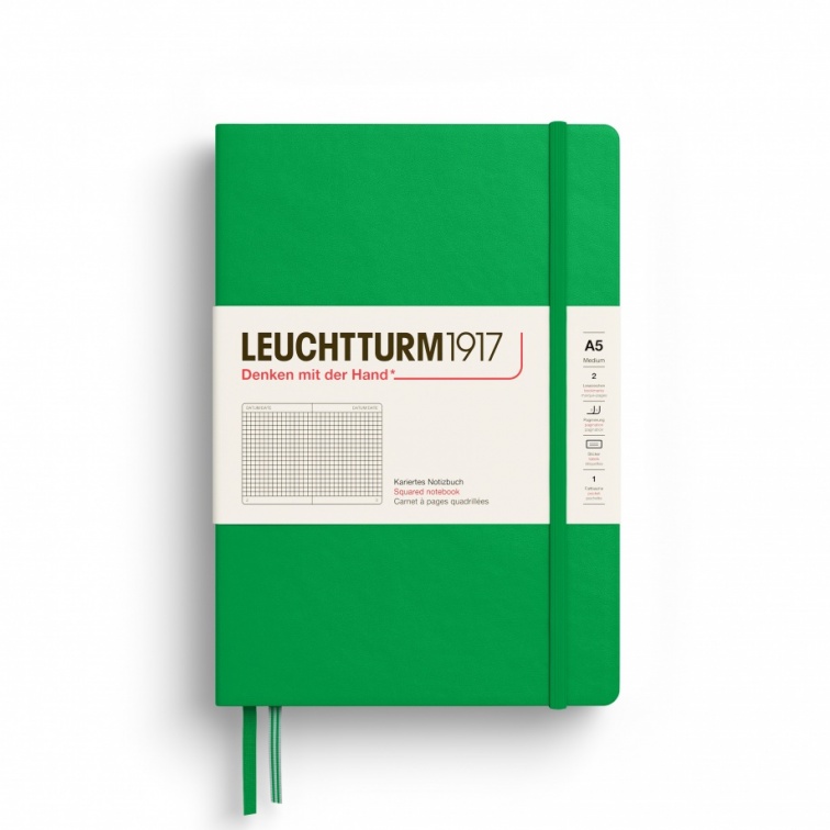 Книга для записей A5 125л кл. "Medium" тв.обл., цвет весенний листок, Leuchtturm1917