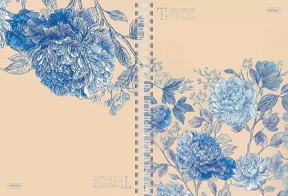 Тетрадь 80л кл. "Королевские пионы" гребень, 7БЦ, перфорация, ламинация "soft touch", ассорти