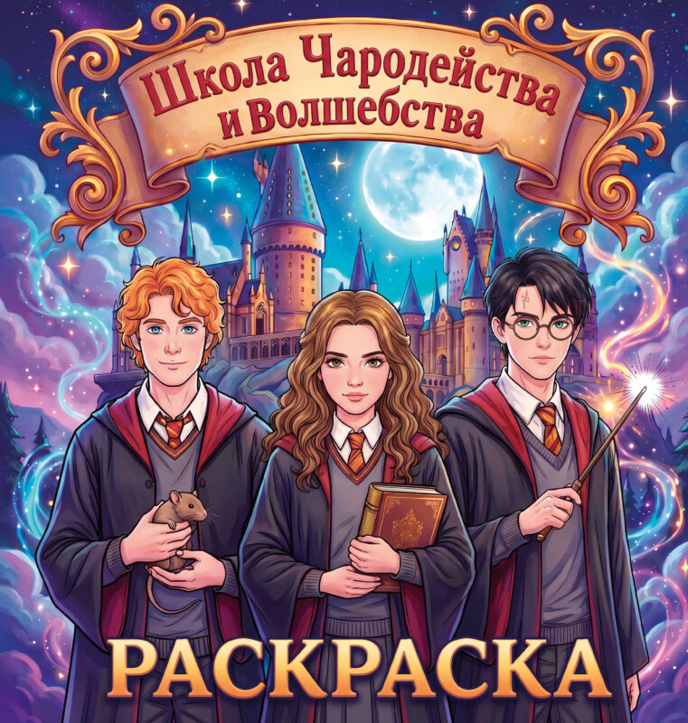 Школа чародейства и волшебства. Раскраска