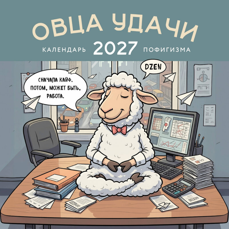 Овца удачи. Календарь пофигизма. Календарь настенный на 2027 год (300х300 мм)